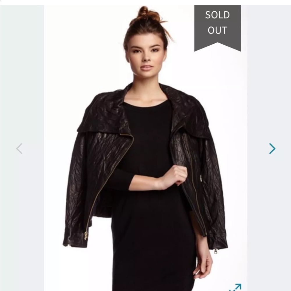 SOLDOUT🆕GUESS BLACK LEATHER ZIPPER MOTO JACKET🗣L